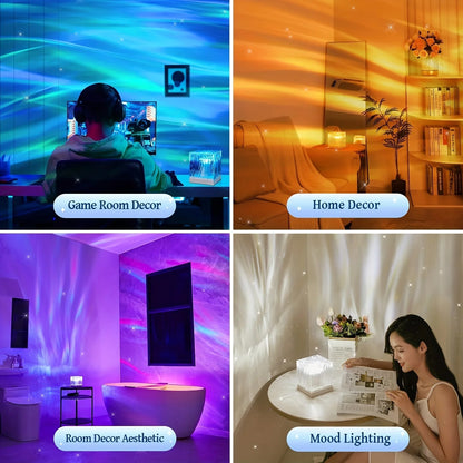 16 Colors Aurora Projector Light Starry Sky Galaxy LED Night Lamp with Remote Control & Auto Rotate USB Plug