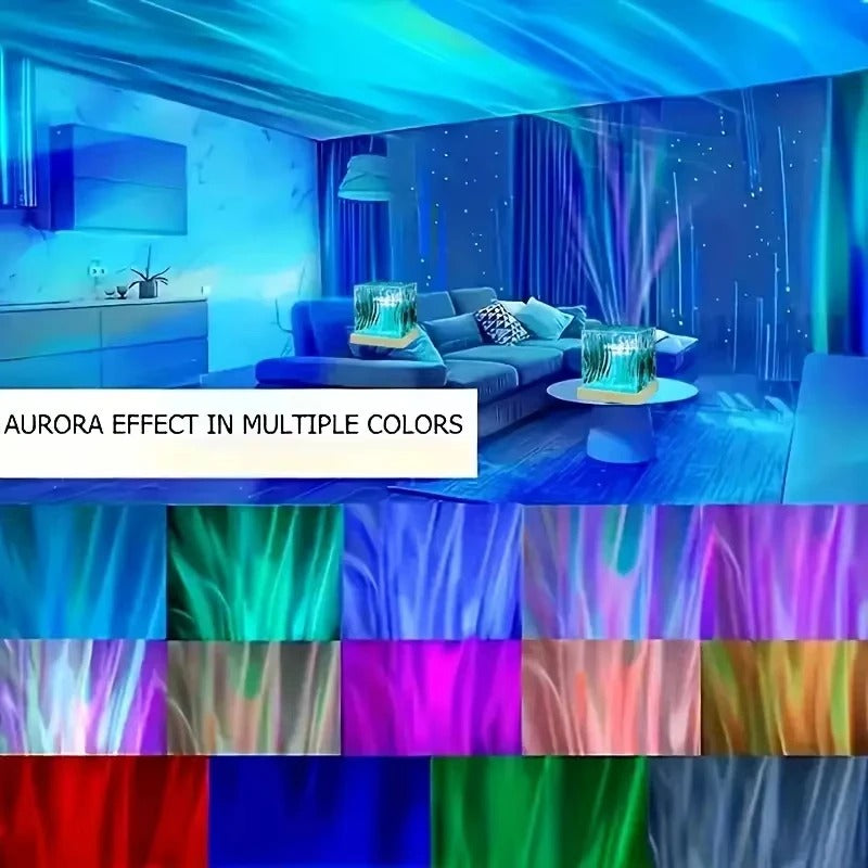 16 Colors Aurora Projector Light Starry Sky Galaxy LED Night Lamp with Remote Control & Auto Rotate USB Plug