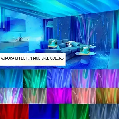 16 Colors Aurora Projector Light Starry Sky Galaxy LED Night Lamp with Remote Control & Auto Rotate USB Plug